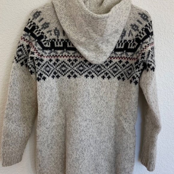 Cozy Christmas Wool House Scandinavian Iceland folk hooded cardigan sweater coat - Picture 5 of 6